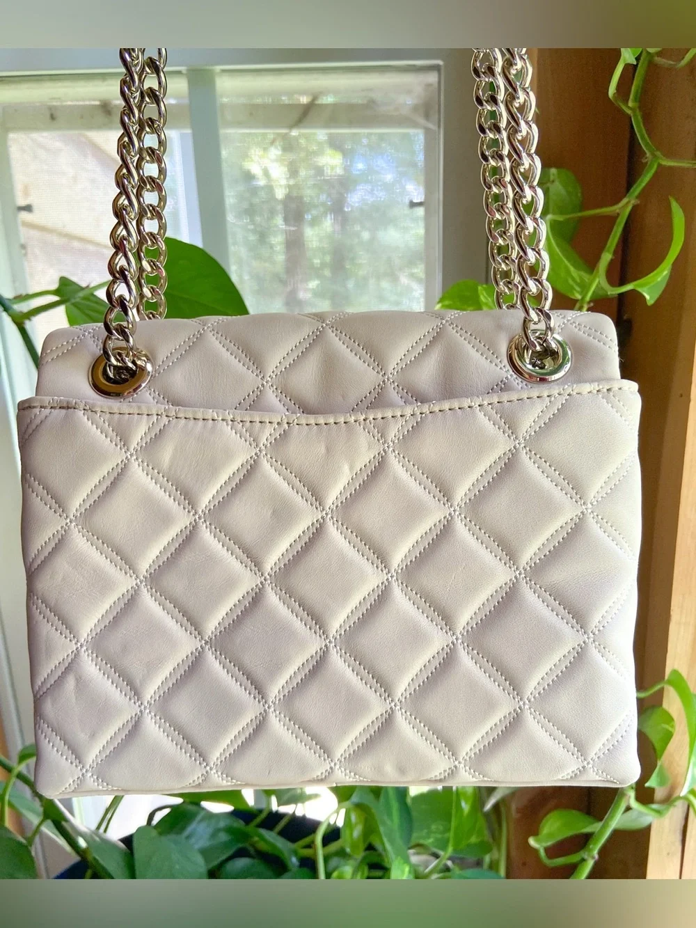 Kate Spade Natalia Medium Flap Quilted Leather Shoulder Bag Parchment-Clean Girl